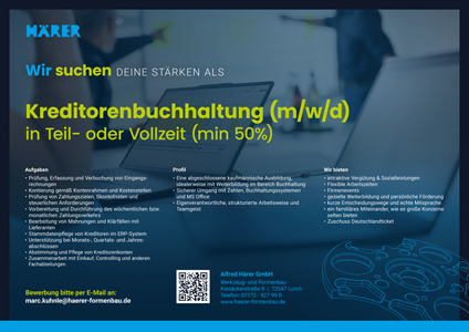 Haerer Stellenanzeige Kreditorenbuchhaltung DE Vorschau